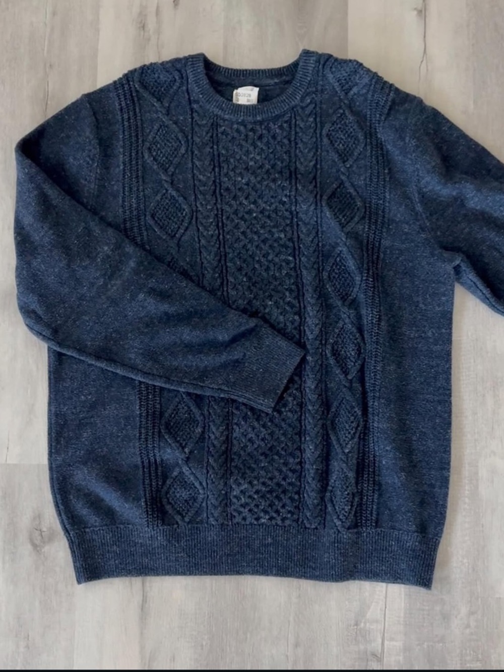 Men's Navy Cable Knit Crewneck Sweater